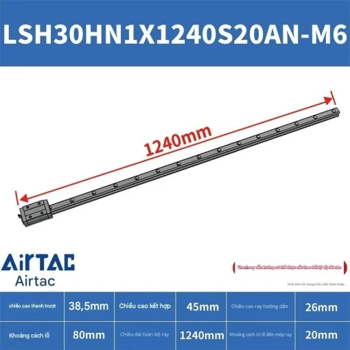 Thanh trượt vuông tiêu chuẩn LSH30HN1X1240S20AN-M6 - Ảnh 2