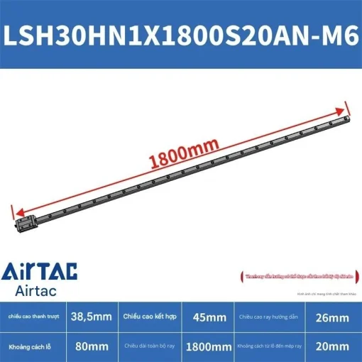 Thanh trượt vuông tiêu chuẩn LSH30HN1X1800S20AN-M6 - Ảnh 2