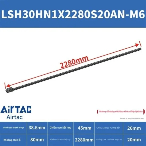Thanh trượt vuông tiêu chuẩn LSH30HN1X2280S20AN-M6 - Ảnh 2