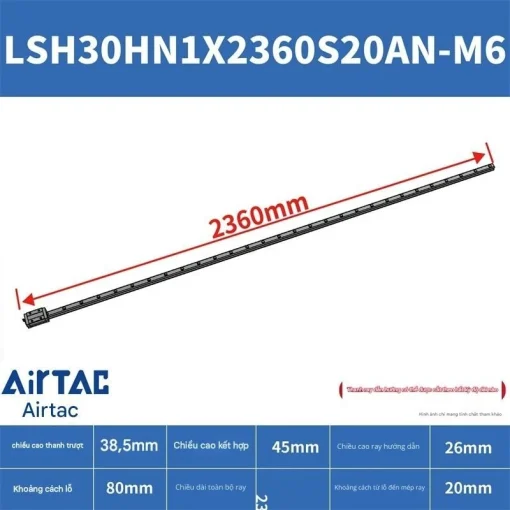 Thanh trượt vuông tiêu chuẩn LSH30HN1X2360S20AN-M6 - Ảnh 2