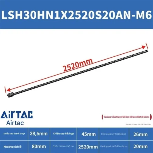 Thanh trượt vuông tiêu chuẩn LSH30HN1X2520S20AN-M6 - Ảnh 2