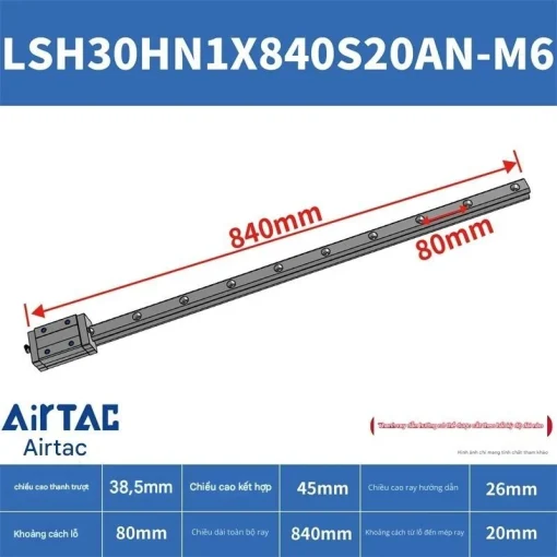 Thanh trượt vuông tiêu chuẩn LSH30HN1X840S20AN-M6 - Ảnh 2