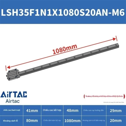 Thanh trượt vuông tiêu chuẩn LSH35F1N1X1080S20AN-M6 - Ảnh 2