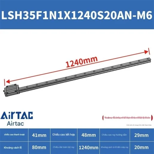 Thanh trượt vuông tiêu chuẩn LSH35F1N1X1240S20AN-M6 - Ảnh 2