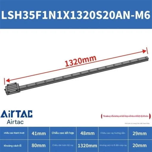 Thanh trượt vuông tiêu chuẩn LSH35F1N1X1320S20AN-M6 - Ảnh 2