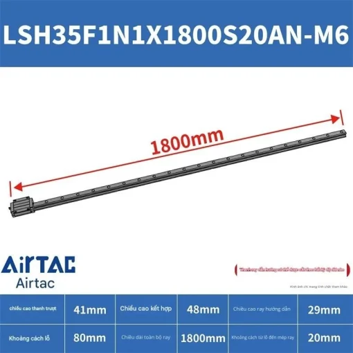 Thanh trượt vuông tiêu chuẩn LSH35F1N1X1800S20AN-M6 - Ảnh 2