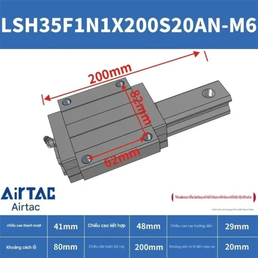 Thanh trượt vuông tiêu chuẩn LSH35F1N1X200S20AN-M6 - Ảnh 2