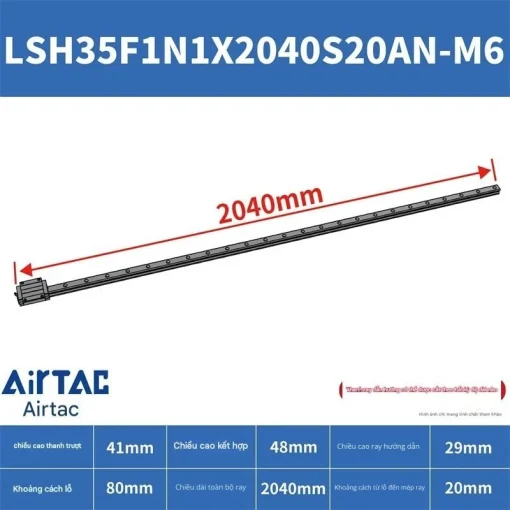 Thanh trượt vuông tiêu chuẩn LSH35F1N1X2040S20AN-M6 - Ảnh 2