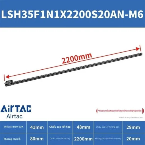 Thanh trượt vuông tiêu chuẩn LSH35F1N1X2200S20AN-M6 - Ảnh 2