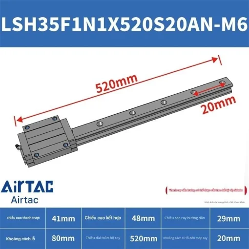Thanh trượt vuông tiêu chuẩn LSH35F1N1X520S20AN-M6 - Ảnh 2