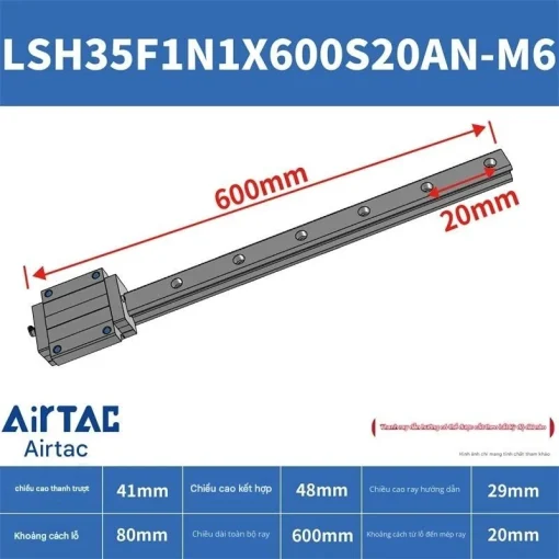 Thanh trượt vuông tiêu chuẩn LSH35F1N1X600S20AN-M6 - Ảnh 2