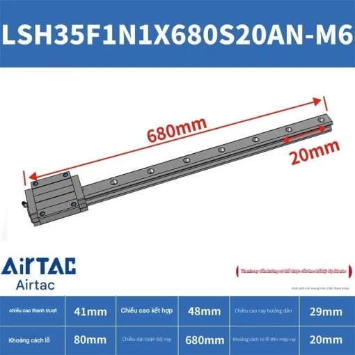 Thanh trượt vuông tiêu chuẩn LSH35F1N1X680S20AN-M6 - Ảnh 2