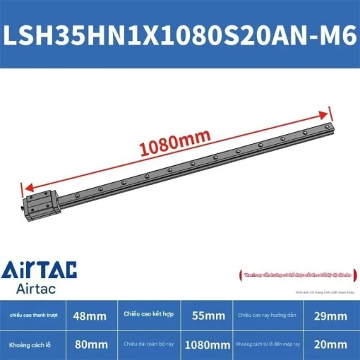 Thanh trượt vuông tiêu chuẩn LSH35HN1X1080S20AN-M6 - Ảnh 2