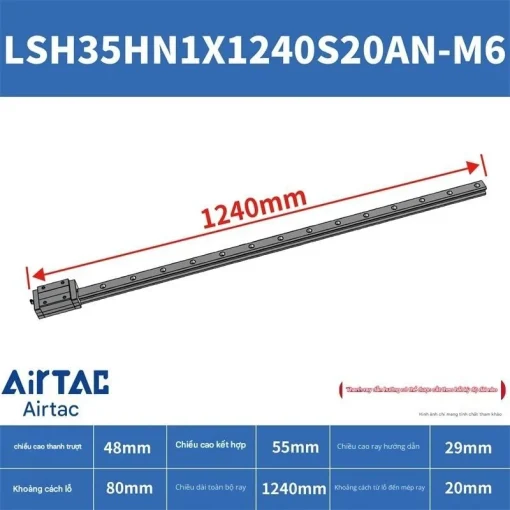 Thanh trượt vuông tiêu chuẩn LSH35HN1X1240S20AN-M6 - Ảnh 2