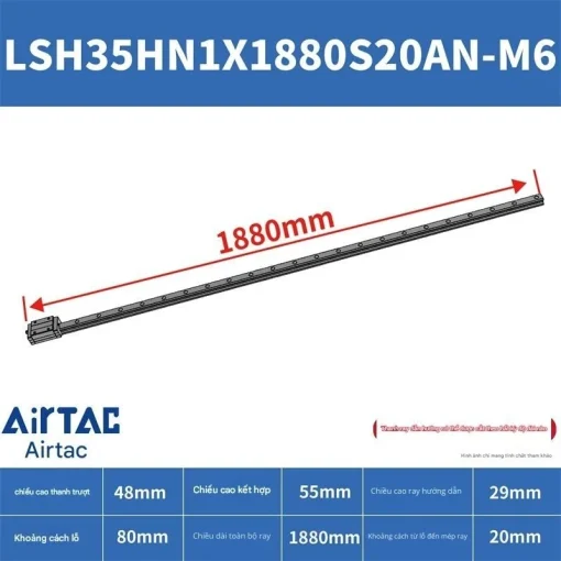 Thanh trượt vuông tiêu chuẩn LSH35HN1X1880S20AN-M6 - Ảnh 2