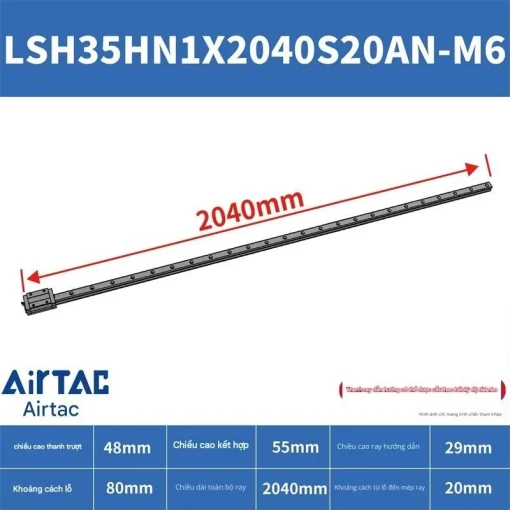 Thanh trượt vuông tiêu chuẩn LSH35HN1X2040S20AN-M6 - Ảnh 2