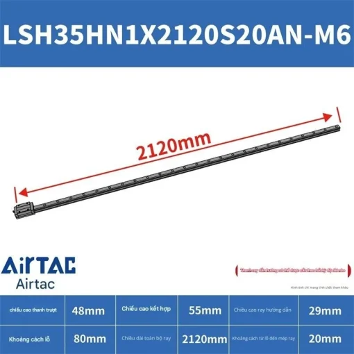 Thanh trượt vuông tiêu chuẩn LSH35HN1X2120S20AN-M6 - Ảnh 2
