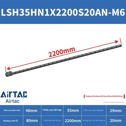 Thanh trượt vuông tiêu chuẩn LSH35HN1X2200S20AN-M6 - Ảnh 2