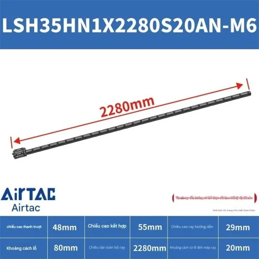 Thanh trượt vuông tiêu chuẩn LSH35HN1X2280S20AN-M6 - Ảnh 2