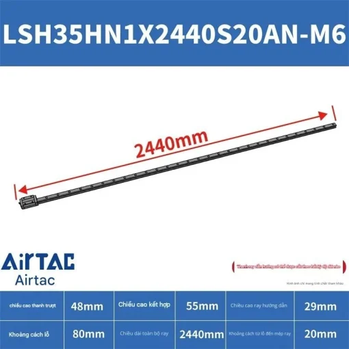 Thanh trượt vuông tiêu chuẩn LSH35HN1X2440S20AN-M6 - Ảnh 2