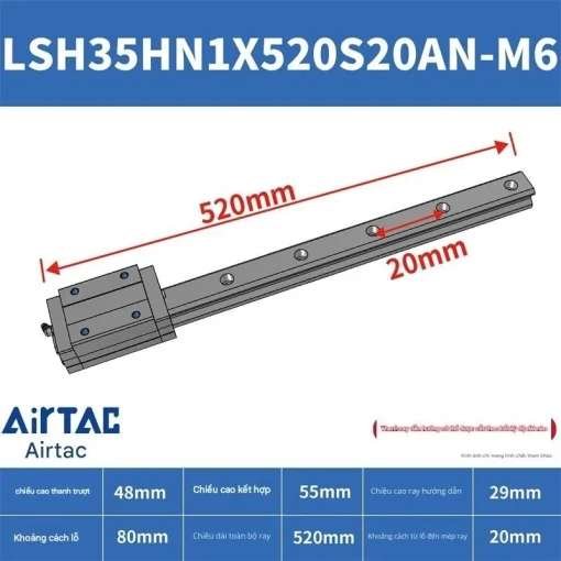 Thanh trượt vuông tiêu chuẩn LSH35HN1X520S20AN-M6 - Ảnh 2