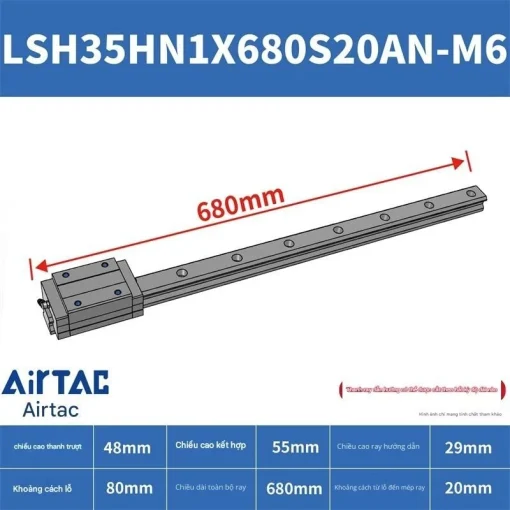 Thanh trượt vuông tiêu chuẩn LSH35HN1X680S20AN-M6 - Ảnh 2