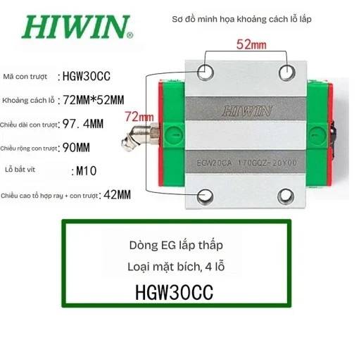 Con trượt dẫn hướng HGW30CC - Ảnh 2