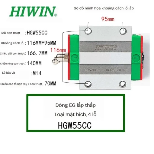 Con trượt dẫn hướng HGW55CC - Ảnh 2