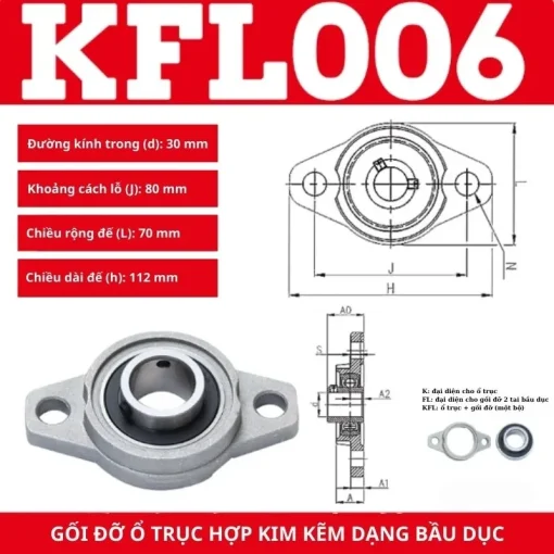 Gối đỡ vòng bi KFL006 - Ảnh 2
