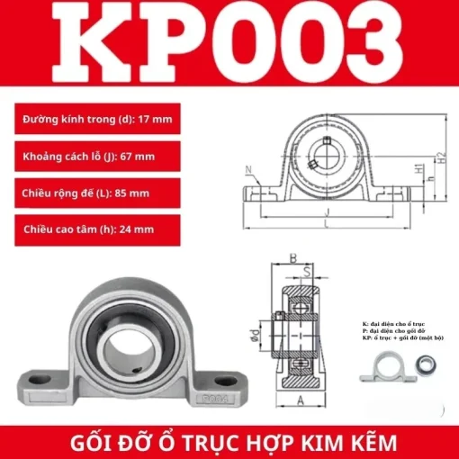 Gối đỡ vòng bi KP003 - Ảnh 2