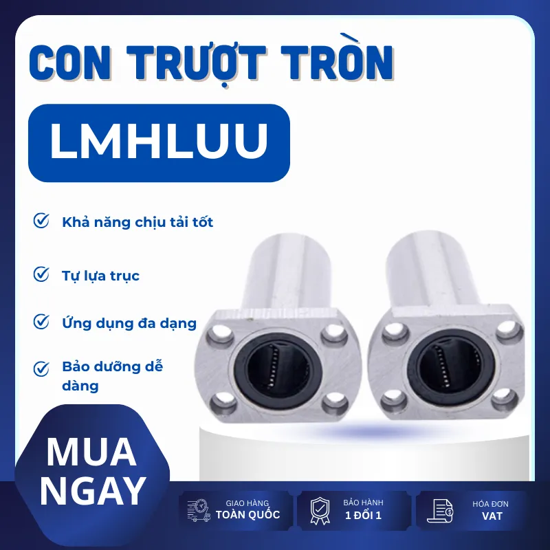 Con trượt tròn mặt bích Oval thân dài LMH40LUU (Bi trượt tròn)