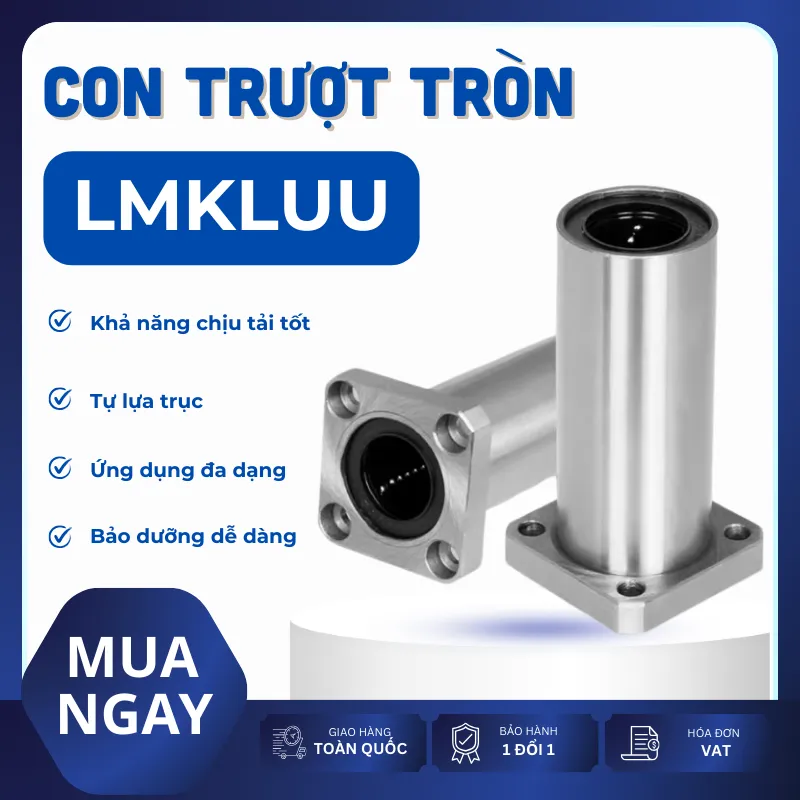 Con trượt tròn mặt bích vuông thân dài LMK30LUU (Bi trượt tròn)