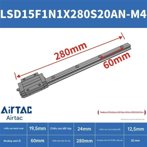 Thanh trượt mặt bích trên LSD15F1N1X280S20AN-M4 - Ảnh 2