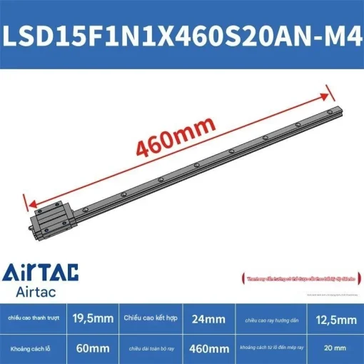 Thanh trượt mặt bích trên LSD15F1N1X460S20AN-M4 - Ảnh 2