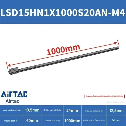 Thanh trượt vuông LSD15HN1X1000S20AN-M4 - Ảnh 2
