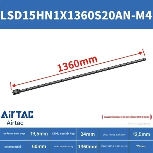Thanh trượt vuông LSD15HN1X1360S20AN-M4 - Ảnh 2