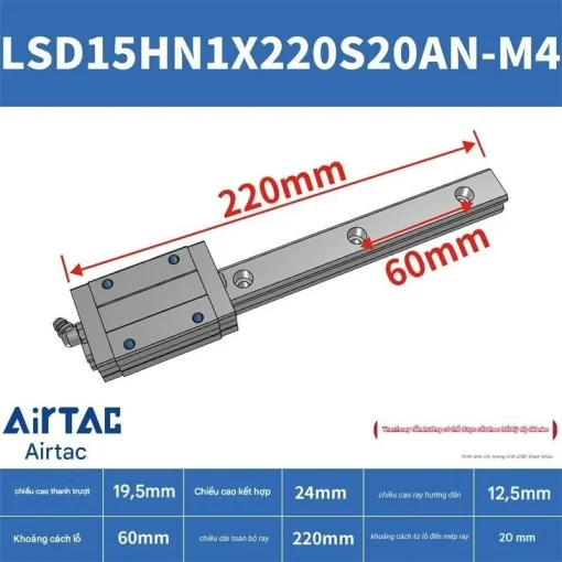 Thanh trượt vuông LSD15HN1X220S20AN-M4 - Ảnh 2
