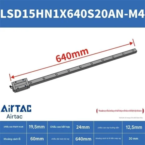 Thanh trượt vuông LSD15HN1X640S20AN-M4 - Ảnh 2