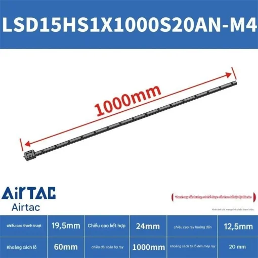Thanh trượt ngắn LSD15HS1X1000S20AN-M4 - Ảnh 2