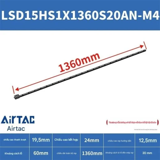 Thanh trượt ngắn LSD15HS1X1360S20AN-M4 - Ảnh 2