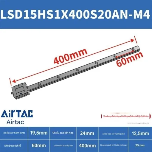 Thanh trượt ngắn LSD15HS1X400S20AN-M4 - Ảnh 2