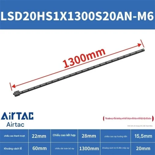 Thanh trượt ngắn LSD20HS1X1300S20AN-M6 - Ảnh 2