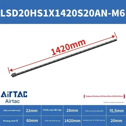 Thanh trượt ngắn LSD20HS1X1420S20AN-M6 - Ảnh 2