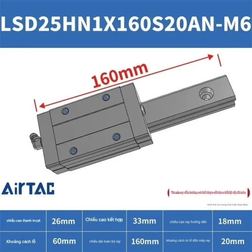 Thanh trượt vuông LSD25HN1X160S20AN-M6 - Ảnh 2