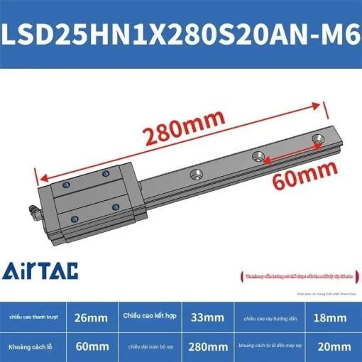 Thanh trượt vuông LSD25HN1X280S20AN-M6 - Ảnh 2