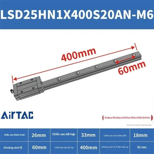 Thanh trượt vuông LSD25HN1X400S20AN-M6 - Ảnh 2