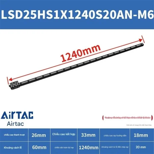 Thanh trượt ngắn LSD25HS1X1240S20AN-M6 - Ảnh 2