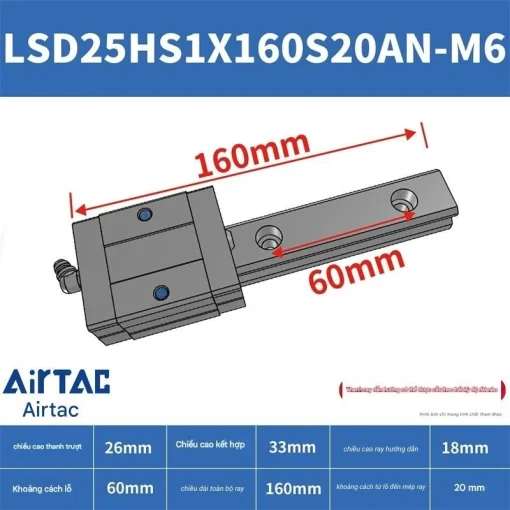 Thanh trượt ngắn LSD25HS1X160S20AN-M6 - Ảnh 2