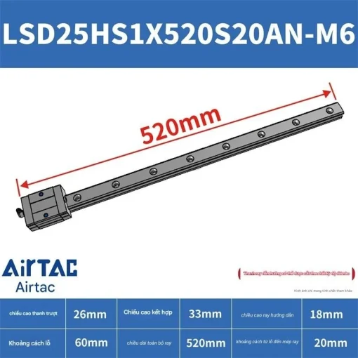 Thanh trượt ngắn LSD25HS1X520S20AN-M6 - Ảnh 2