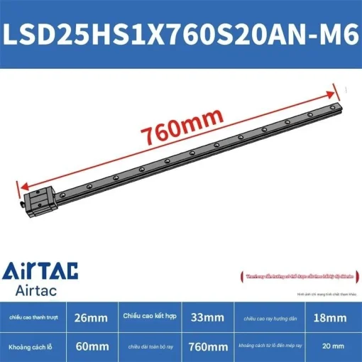Thanh trượt ngắn LSD25HS1X760S20AN-M6 - Ảnh 2